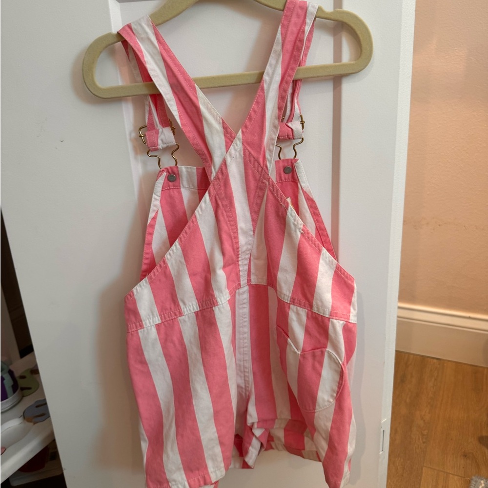 TBBC pink and White Striped Kids Overalls - Picture 2 of 4
